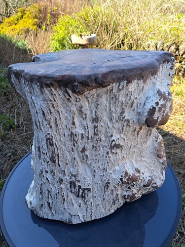 Rustic elm side table - /, stool