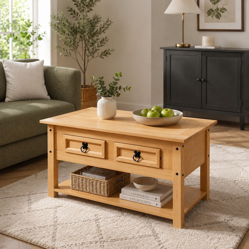 Coffee table solid pine - coffee,