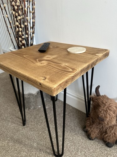 Rustic square side table - side,