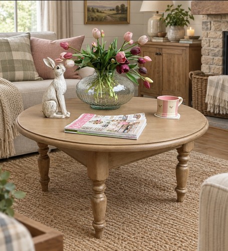 Round wooden coffee table - wooden,